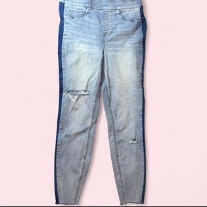 SPANX Light Blue Skinny Jeans with Dark Blue Accents